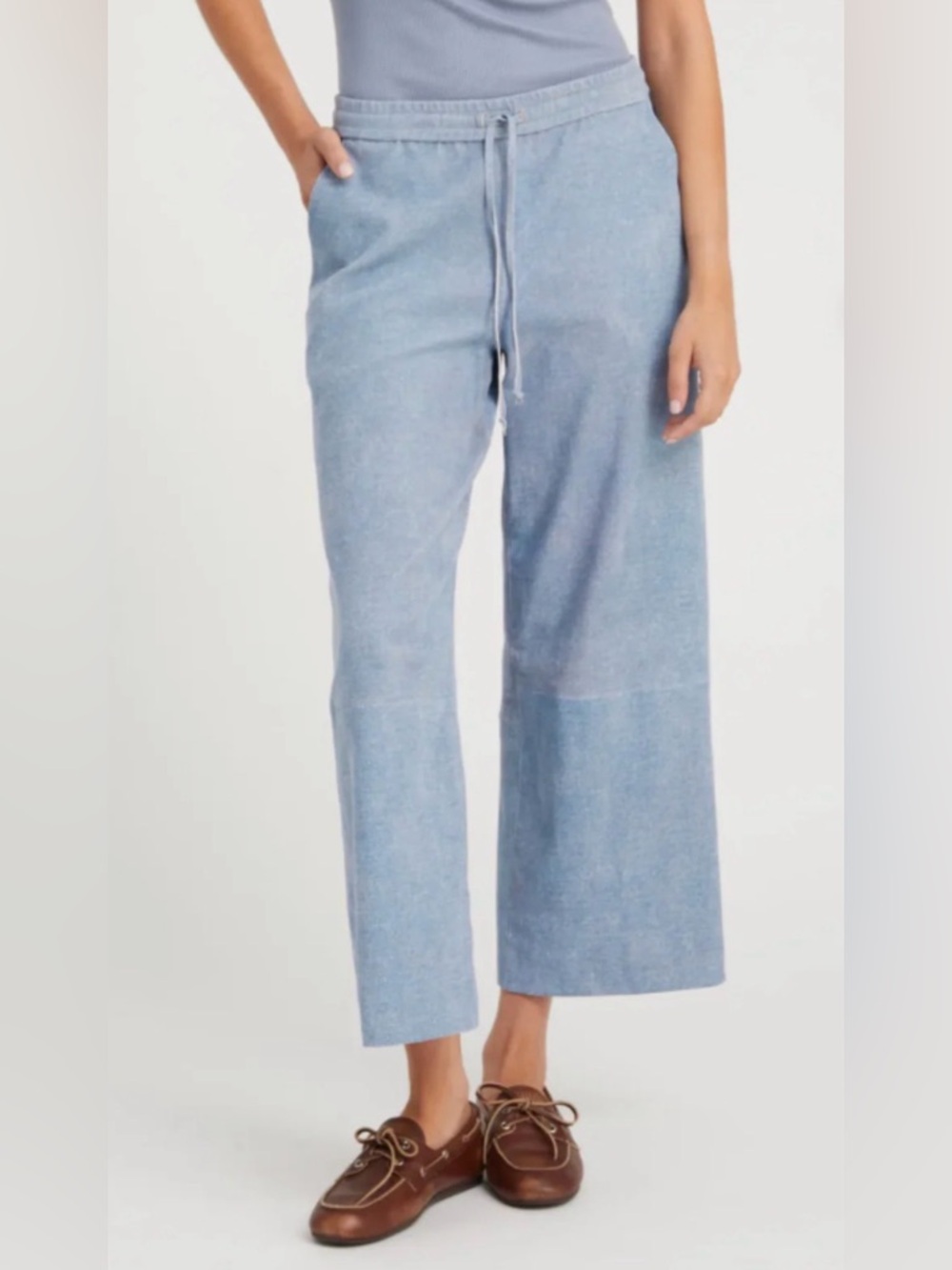 SPRWMN Suede Cropped Baggy Pants In Vintage Denim Size S